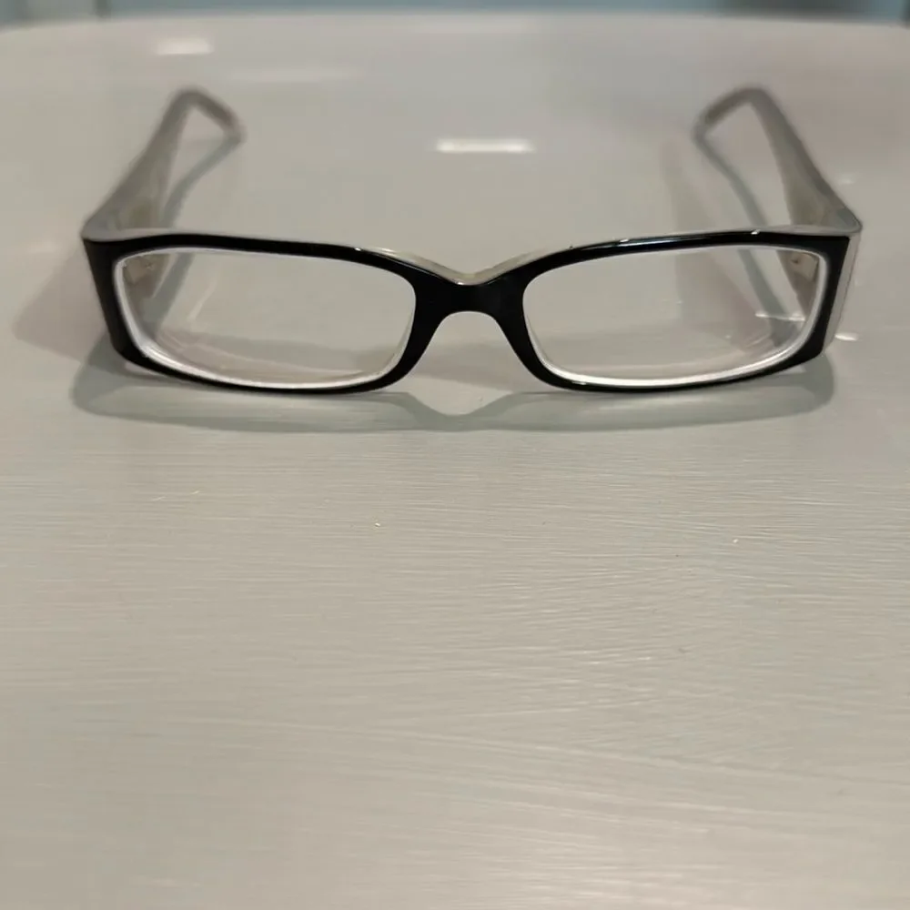 DKNY Eyeglass Frames Black White Rectangle Prescription Glasses Women
